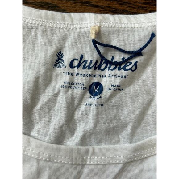 Chubbies The Spring Breaker Tank Top Mens Medium White Sky's Out Thighs Out NWOT - Picture 5 of 8